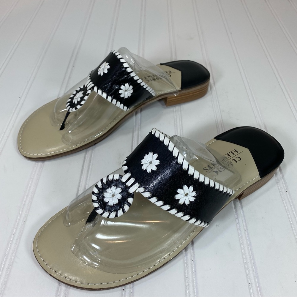 Classic Elements Black & White Leather Sandals - image 1